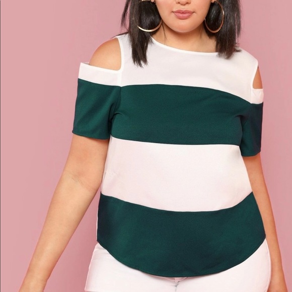 Blouse white and green stripes - Picture 3 of 5